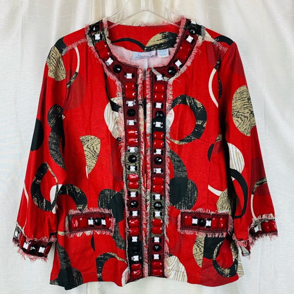 EMMA G Cotton Collarless Jacket L